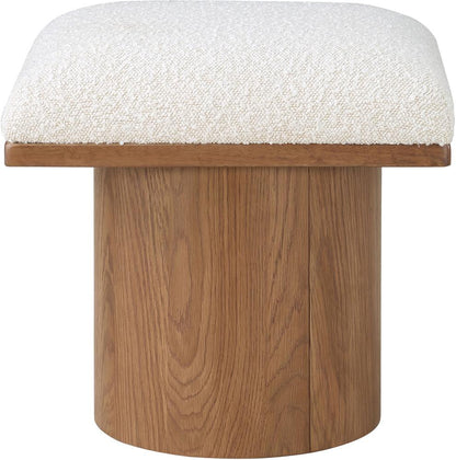 Meridian Furniture - Pavilion Cream Boucle Fabric Bench/Stool - 467Cream-C veiw 3