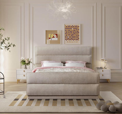Meridian Furniture - Paxton Beige Chenille Fabric Full Bed - PaxtonBeige-F veiw 4