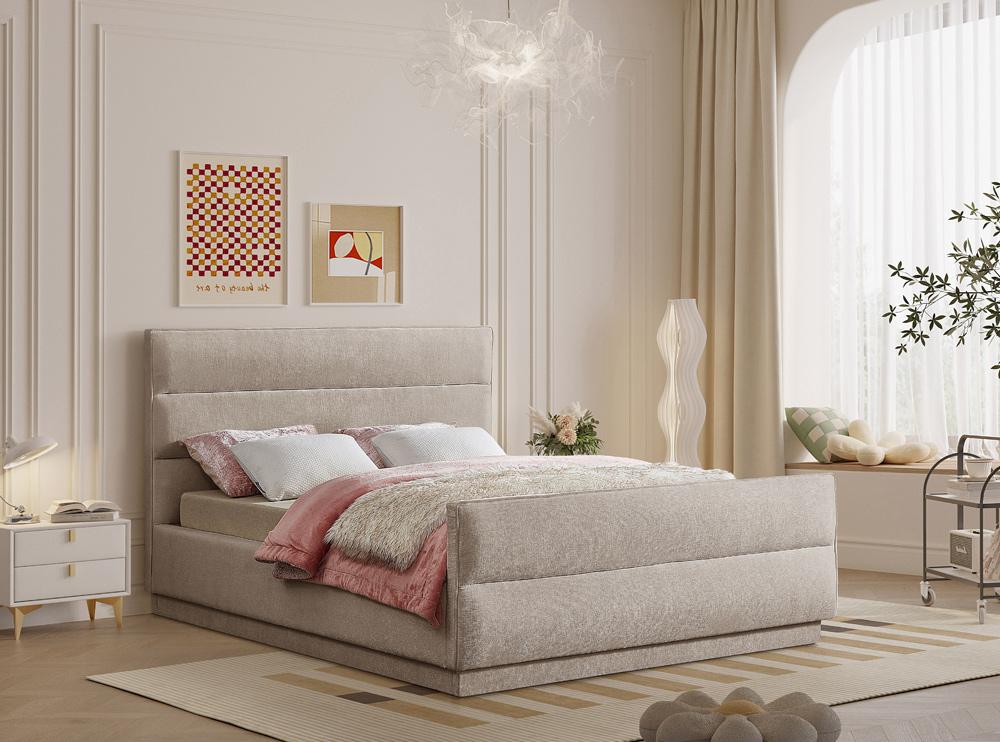 Meridian Furniture - Paxton Beige Chenille Fabric King Bed - PaxtonBeige-K veiw 2