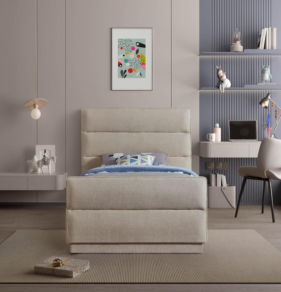 Meridian Furniture - Paxton Beige Chenille Fabric Twin Bed - PaxtonBeige-T veiw 4