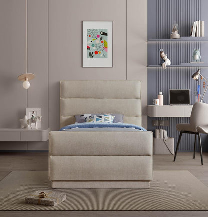 Meridian Furniture - Paxton Beige Chenille Fabric Twin Bed - PaxtonBeige-T veiw 4