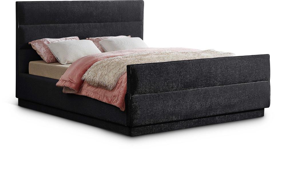 Meridian Furniture - Paxton Black Chenille Fabric Queen Bed - PaxtonBlack-Q veiw 1