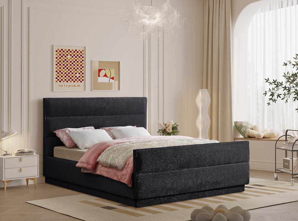 Meridian Furniture - Paxton Black Chenille Fabric Queen Bed - PaxtonBlack-Q veiw 2