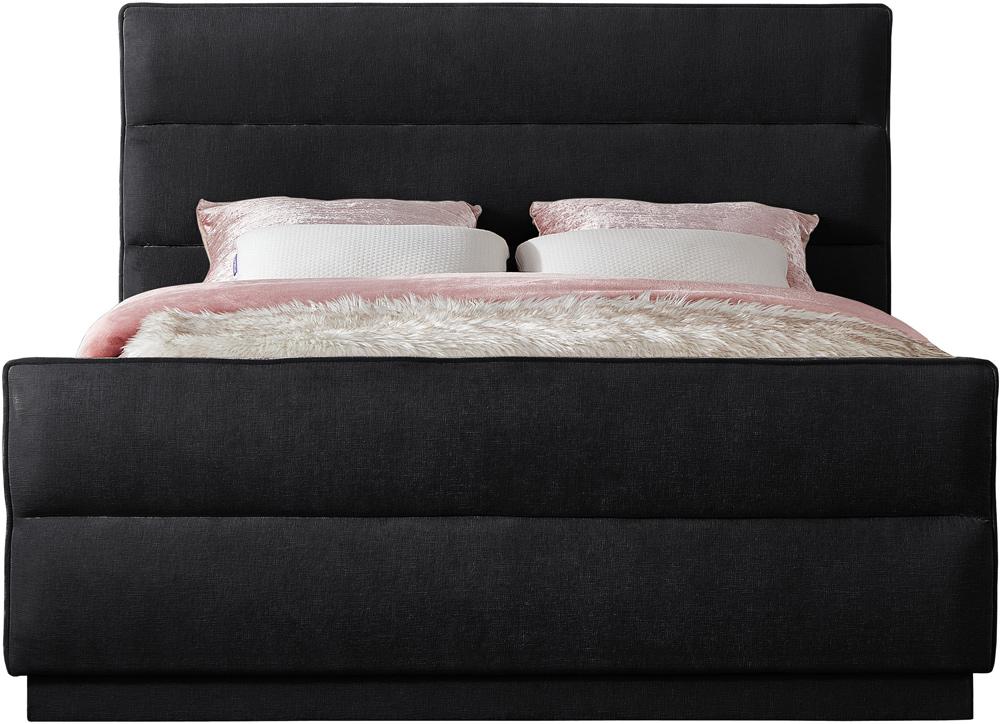 Meridian Furniture - Paxton Black Chenille Fabric Queen Bed - PaxtonBlack-Q veiw 3