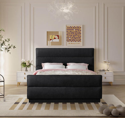 Meridian Furniture - Paxton Black Chenille Fabric Queen Bed - PaxtonBlack-Q veiw 4
