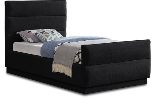 Meridian Furniture - Paxton Black Chenille Fabric Twin Bed - PaxtonBlack-T veiw 1