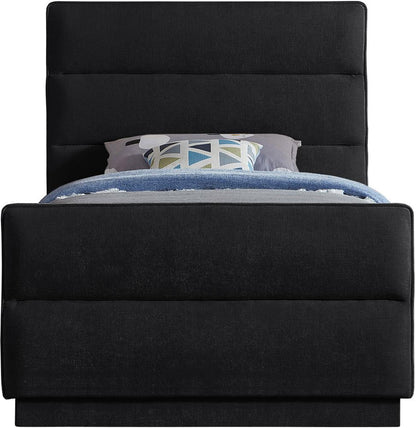 Meridian Furniture - Paxton Black Chenille Fabric Twin Bed - PaxtonBlack-T veiw 3