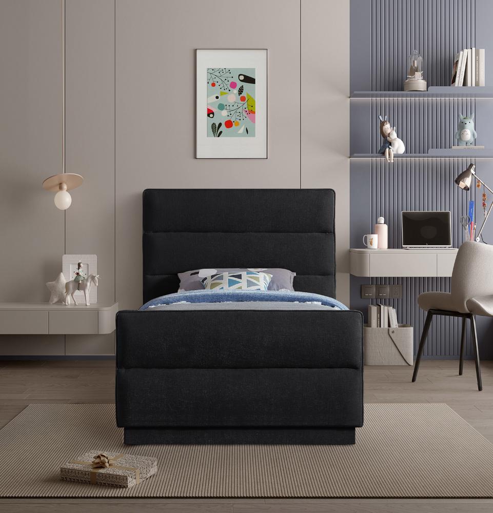 Meridian Furniture - Paxton Black Chenille Fabric Twin Bed - PaxtonBlack-T veiw 4