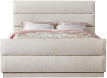 Meridian Furniture - Paxton Cream Chenille Fabric King Bed - PaxtonCream-K veiw 3