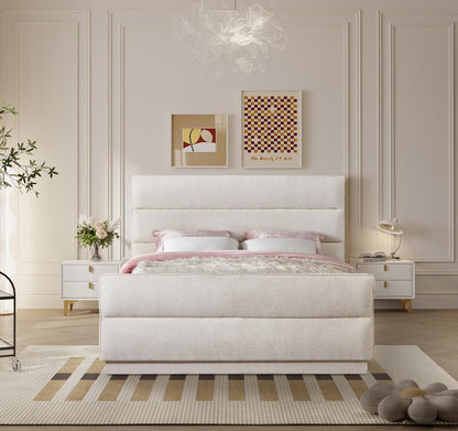 Meridian Furniture - Paxton Cream Chenille Fabric King Bed - PaxtonCream-K veiw 4