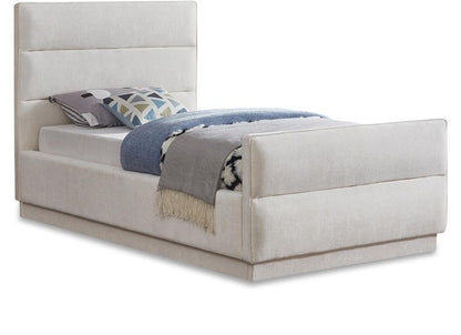 Meridian Furniture - Paxton Cream Chenille Fabric Twin Bed - PaxtonCream-T veiw 1