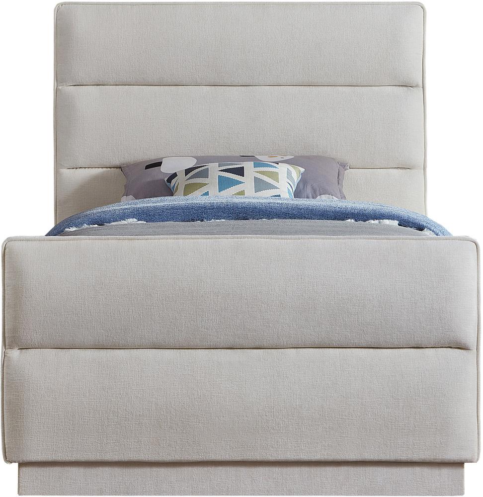 Meridian Furniture - Paxton Cream Chenille Fabric Twin Bed - PaxtonCream-T veiw 3