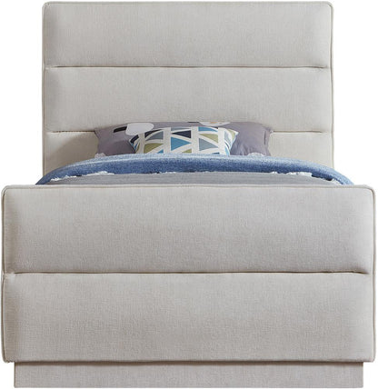 Meridian Furniture - Paxton Cream Chenille Fabric Twin Bed - PaxtonCream-T veiw 3
