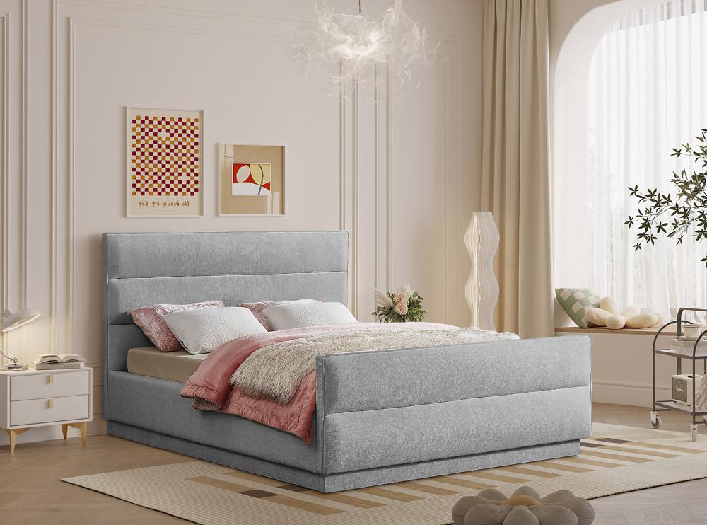 Meridian Furniture - Paxton Grey Chenille Fabric King Bed - PaxtonGrey-K veiw 2