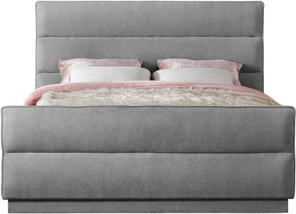 Meridian Furniture - Paxton Grey Chenille Fabric King Bed - PaxtonGrey-K veiw 3