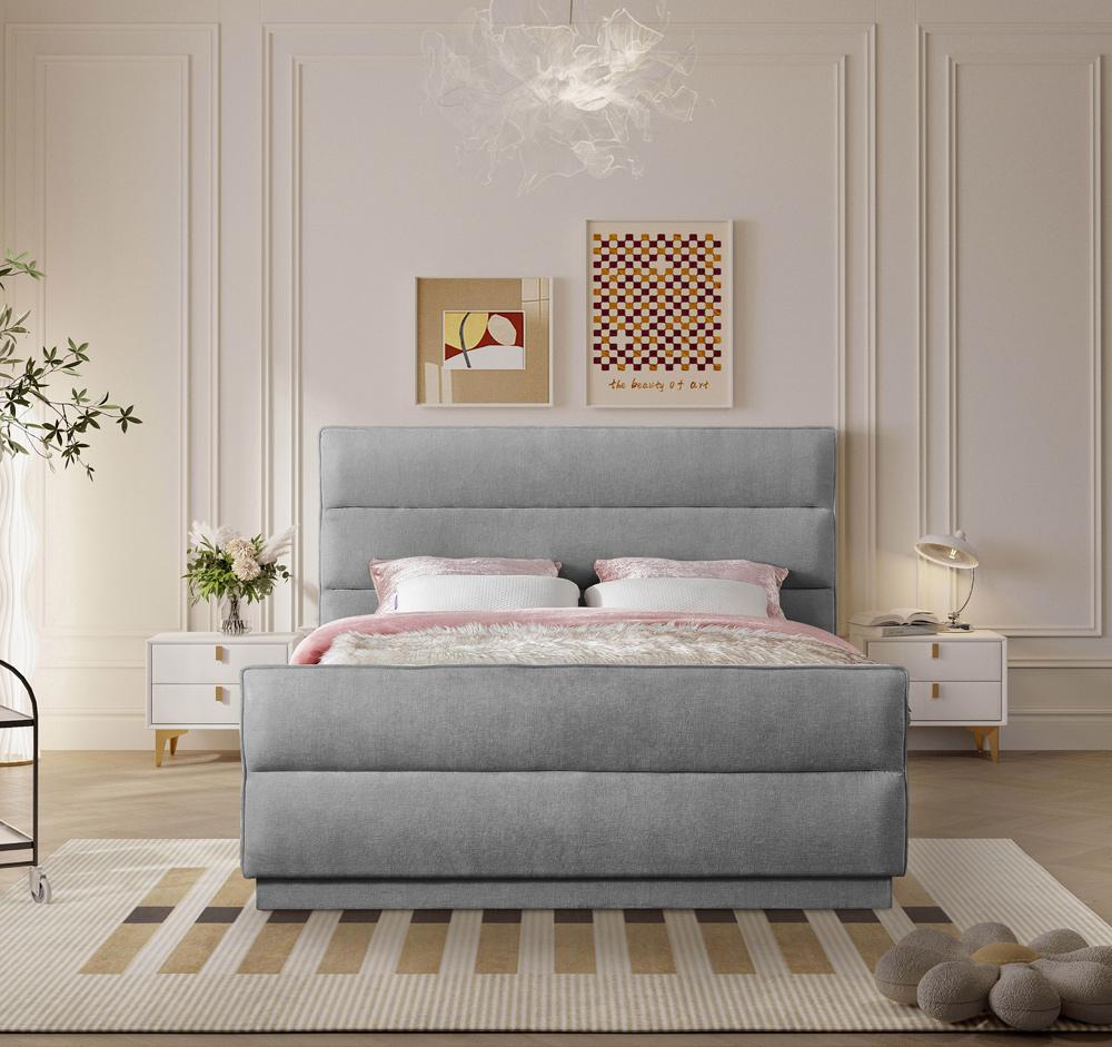 Meridian Furniture - Paxton Grey Chenille Fabric King Bed - PaxtonGrey-K veiw 4