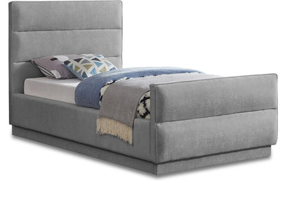 Meridian Furniture - Paxton Grey Chenille Fabric Twin Bed - PaxtonGrey-T veiw 1