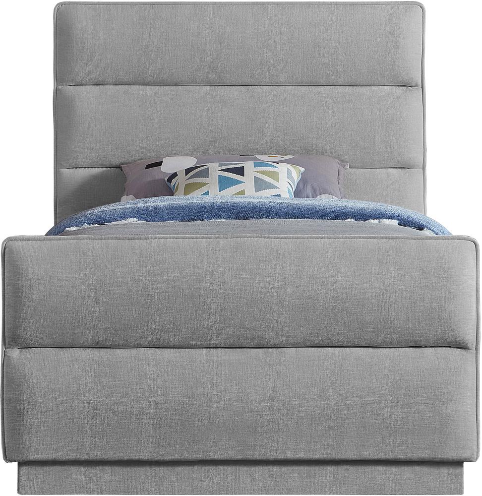 Meridian Furniture - Paxton Grey Chenille Fabric Twin Bed - PaxtonGrey-T veiw 3