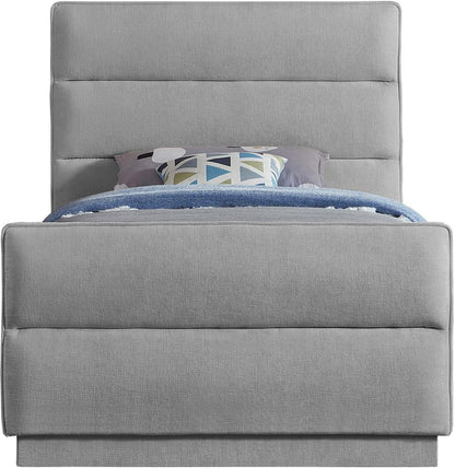 Meridian Furniture - Paxton Grey Chenille Fabric Twin Bed - PaxtonGrey-T veiw 3