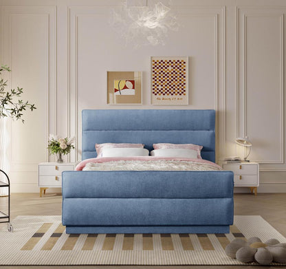 Meridian Furniture - Paxton Light Blue Chenille Fabric Queen Bed - PaxtonLtBlu-Q veiw 4