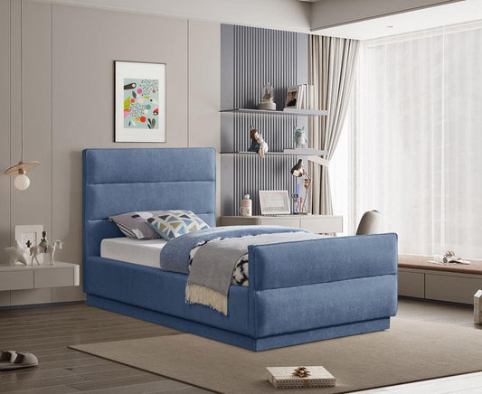 Meridian Furniture - Paxton Light Blue Chenille Fabric Twin Bed - PaxtonLtBlu-T veiw 2