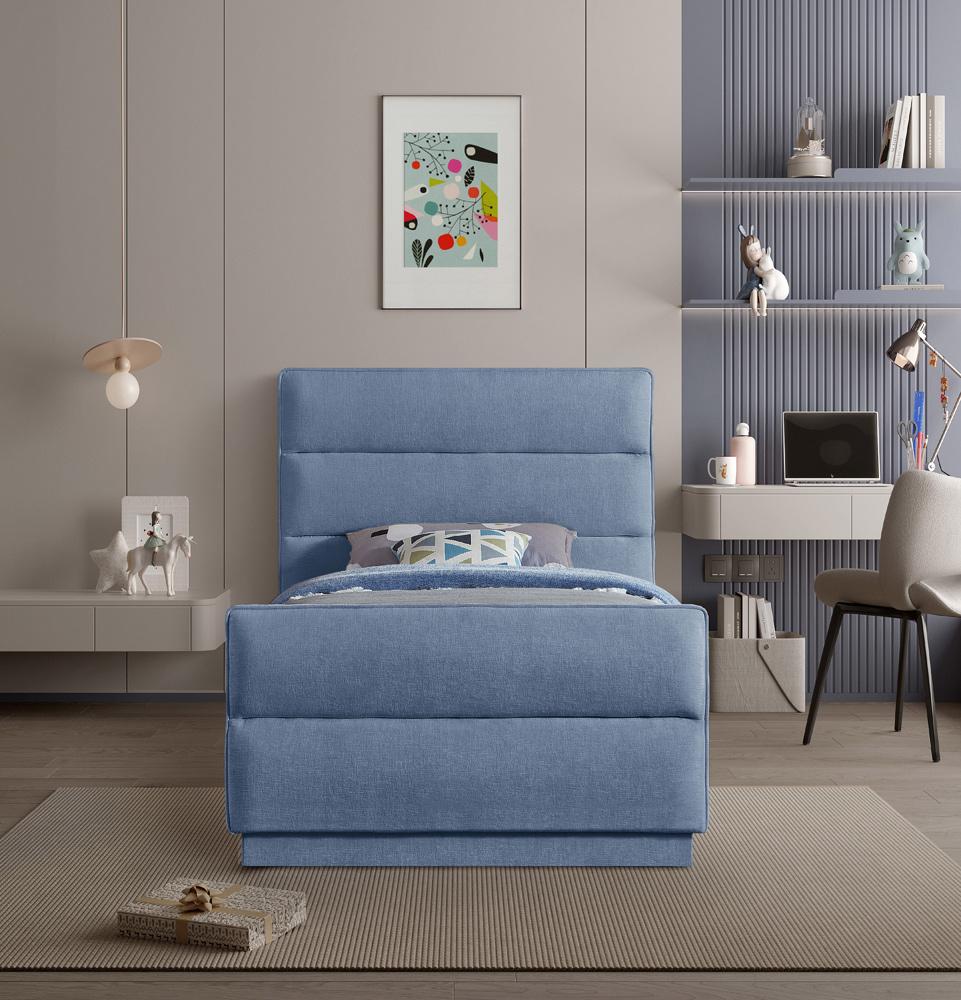Meridian Furniture - Paxton Light Blue Chenille Fabric Twin Bed - PaxtonLtBlu-T veiw 4