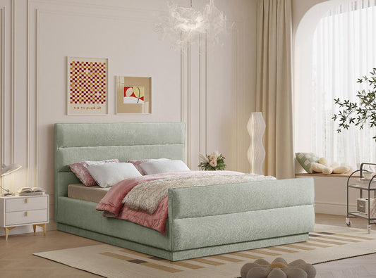 Meridian Furniture - Paxton Mint Chenille Fabric Queen Bed - PaxtonMint-Q veiw 2