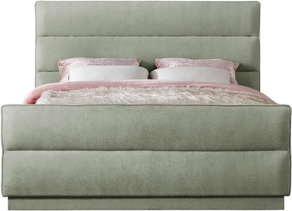 Meridian Furniture - Paxton Mint Chenille Fabric Queen Bed - PaxtonMint-Q veiw 3