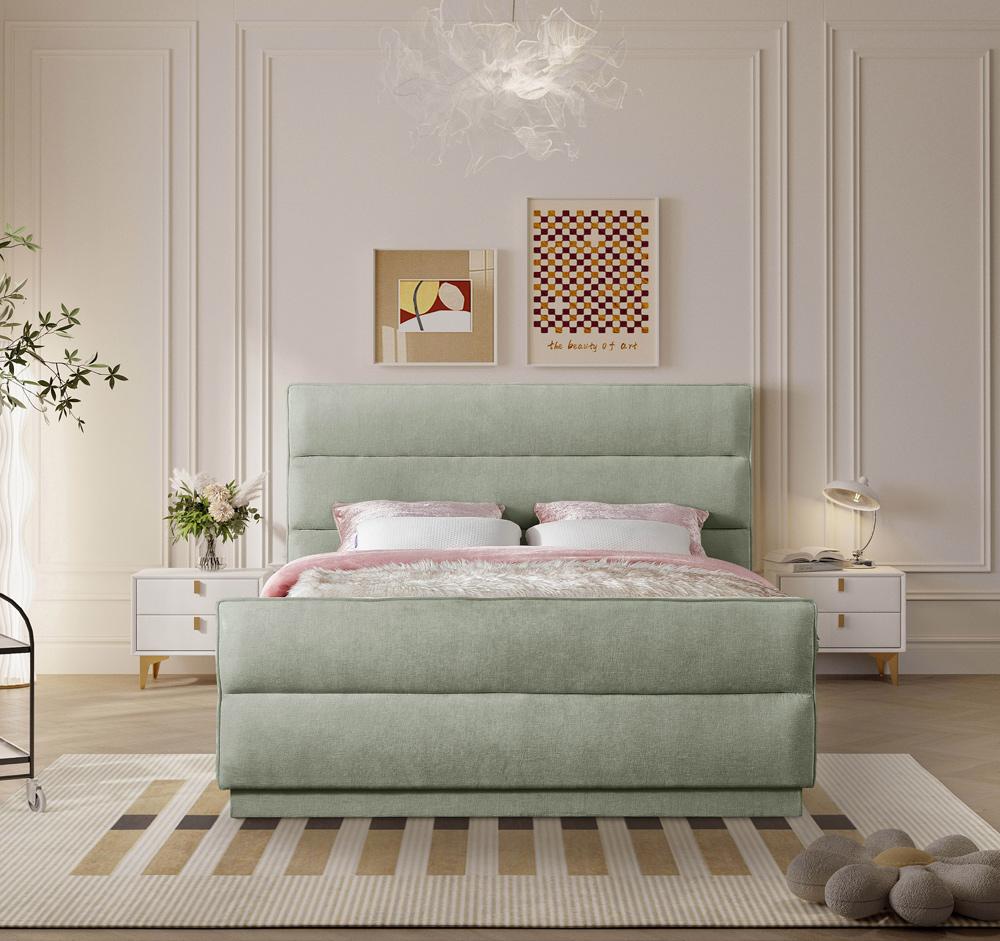 Meridian Furniture - Paxton Mint Chenille Fabric Queen Bed - PaxtonMint-Q veiw 4