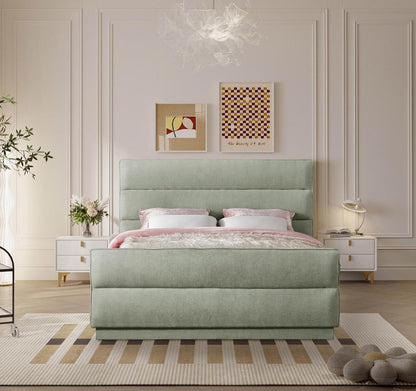 Meridian Furniture - Paxton Mint Chenille Fabric Queen Bed - PaxtonMint-Q veiw 4