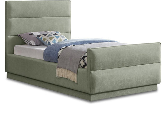 Meridian Furniture - Paxton Mint Chenille Fabric Twin Bed - PaxtonMint-T veiw 1
