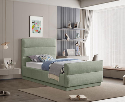 Meridian Furniture - Paxton Mint Chenille Fabric Twin Bed - PaxtonMint-T veiw 2