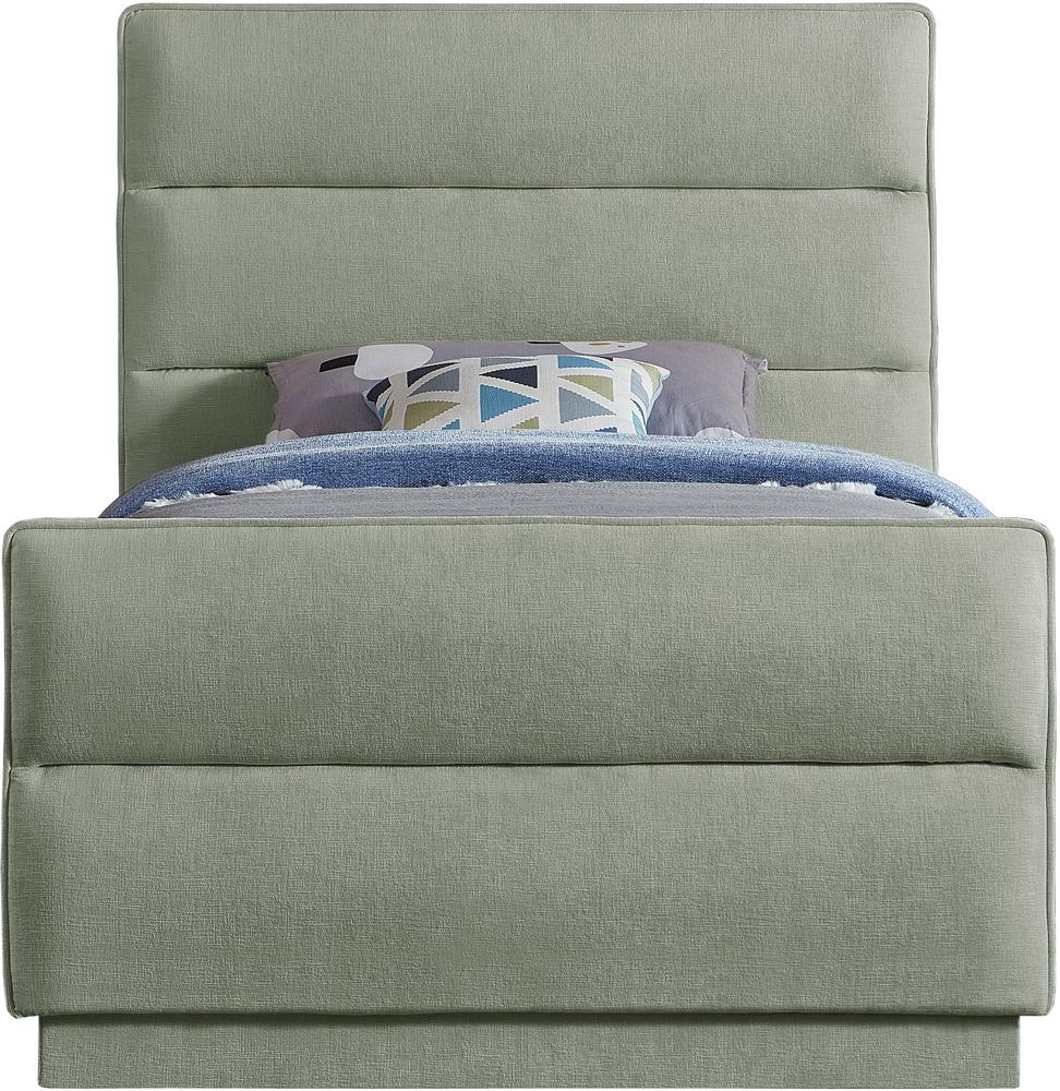 Meridian Furniture - Paxton Mint Chenille Fabric Twin Bed - PaxtonMint-T veiw 3