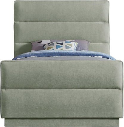 Meridian Furniture - Paxton Mint Chenille Fabric Twin Bed - PaxtonMint-T veiw 3