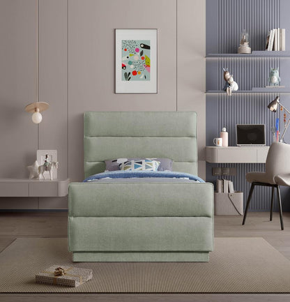 Meridian Furniture - Paxton Mint Chenille Fabric Twin Bed - PaxtonMint-T veiw 4