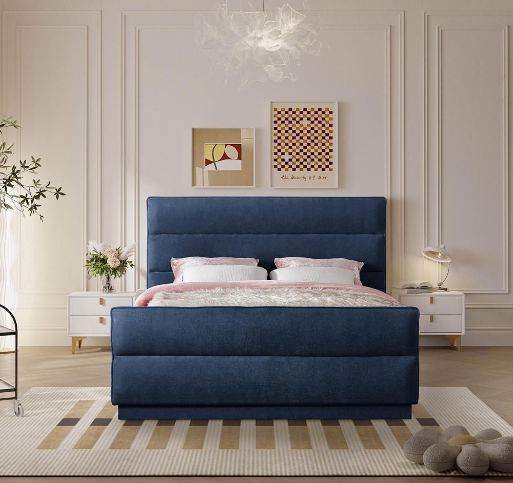 Meridian Furniture - Paxton Navy Chenille Fabric Full Bed - PaxtonNavy-F veiw 4