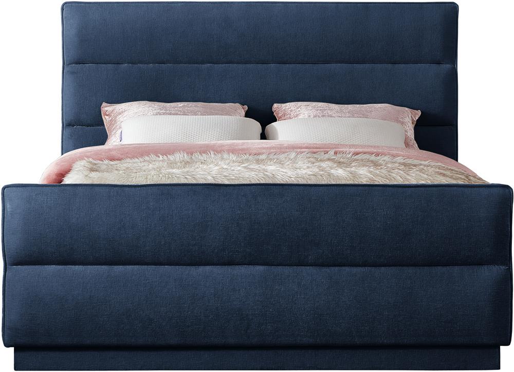 Meridian Furniture - Paxton Navy Chenille Fabric King Bed - PaxtonNavy-K veiw 3