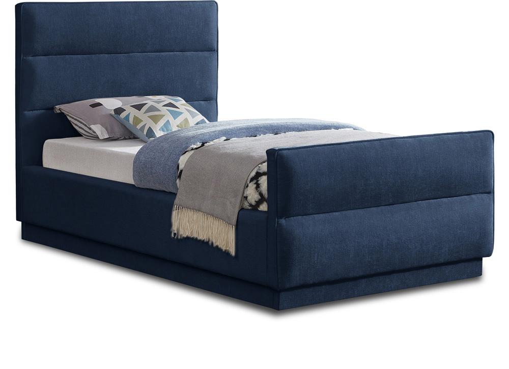 Meridian Furniture - Paxton Navy Chenille Fabric Twin Bed - PaxtonNavy-T veiw 1