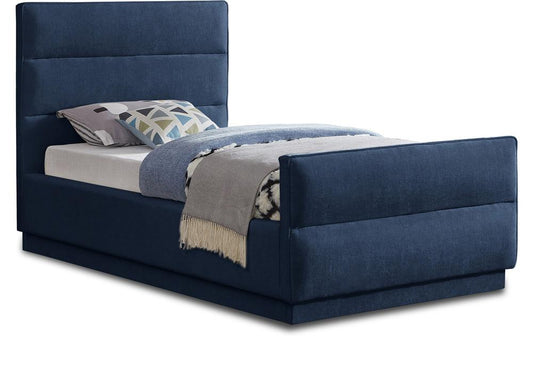 Meridian Furniture - Paxton Navy Chenille Fabric Twin Bed - PaxtonNavy-T veiw 1