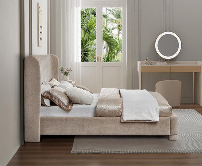 Meridian Furniture - Penny Beige Chenille Fabric Queen Bed - B1207Beige-Q veiw 6