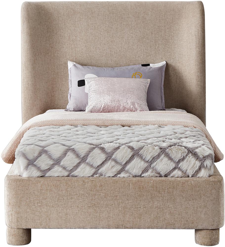 Meridian Furniture - Penny Beige Chenille Fabric Twin Bed - B1207Beige-T veiw 3