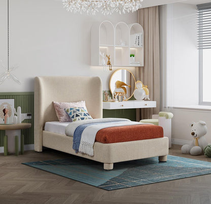 Meridian Furniture - Penny Beige Polyester Fabric Twin Bed - B1205Beige-T veiw 2