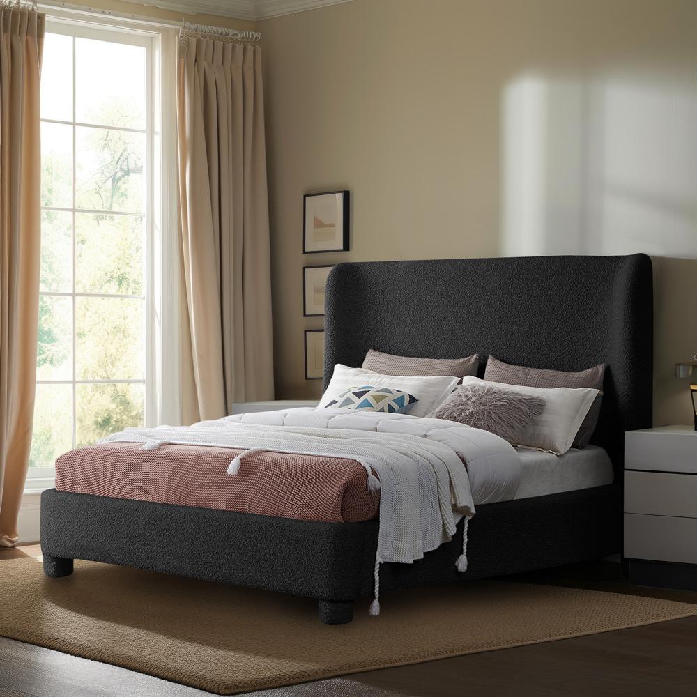 Meridian Furniture - Penny Black Boucle Fabric King Bed - B1206Black-K veiw 2