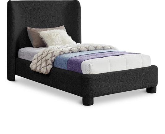 Meridian Furniture - Penny Black Boucle Fabric Twin Bed - B1206Black-T veiw 1