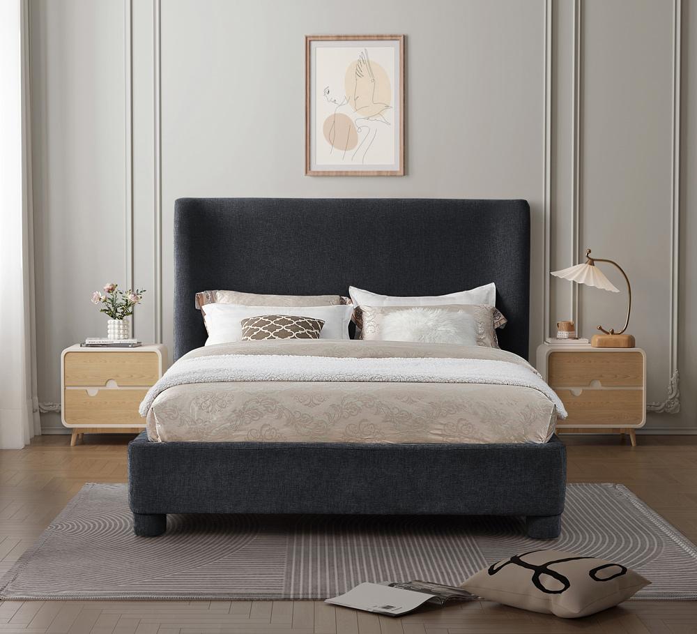 Meridian Furniture - Penny Black Chenille Fabric Queen Bed - B1207Black-Q veiw 4