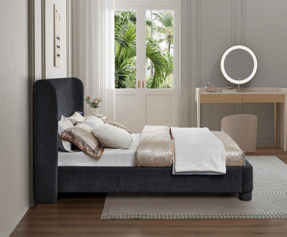Meridian Furniture - Penny Black Chenille Fabric Queen Bed - B1207Black-Q veiw 6