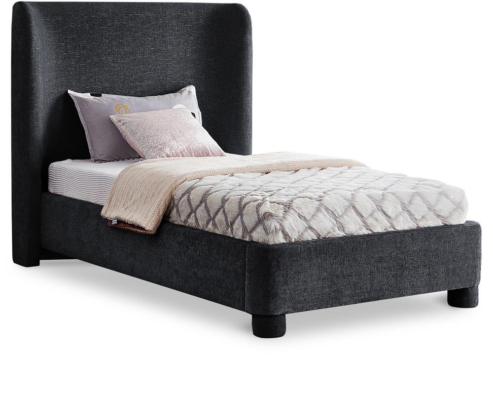 Meridian Furniture - Penny Black Chenille Fabric Twin Bed - B1207Black-T veiw 1