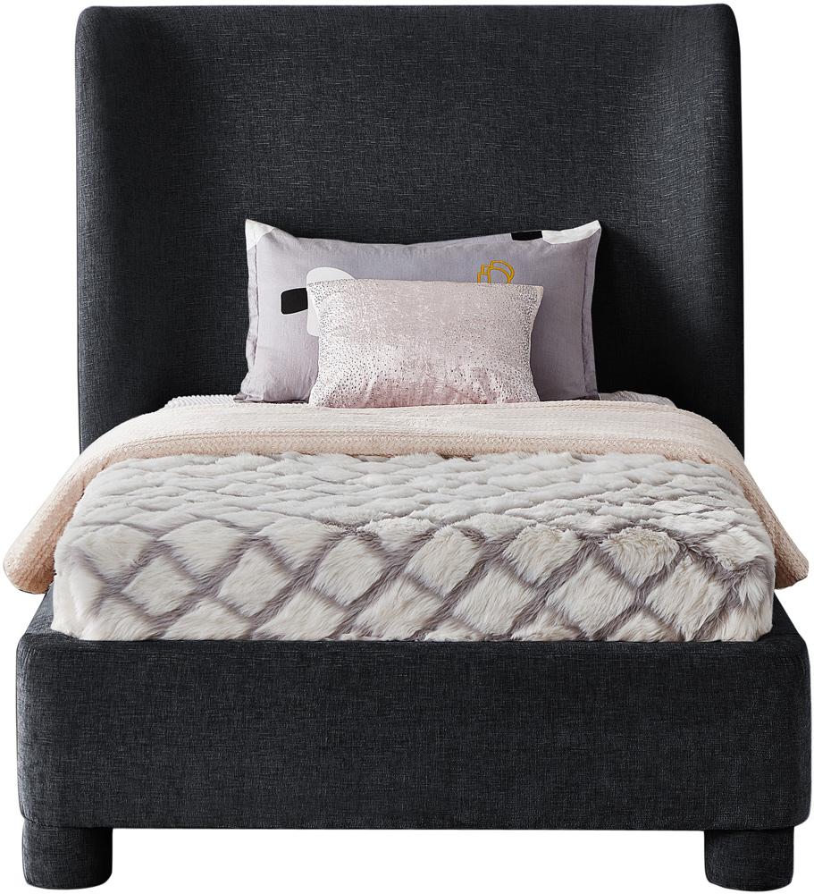 Meridian Furniture - Penny Black Chenille Fabric Twin Bed - B1207Black-T veiw 3