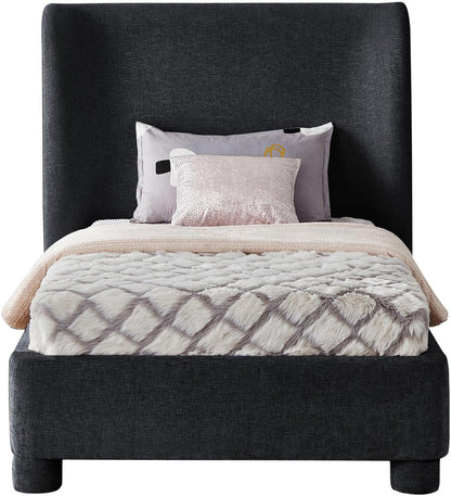 Meridian Furniture - Penny Black Chenille Fabric Twin Bed - B1207Black-T veiw 3