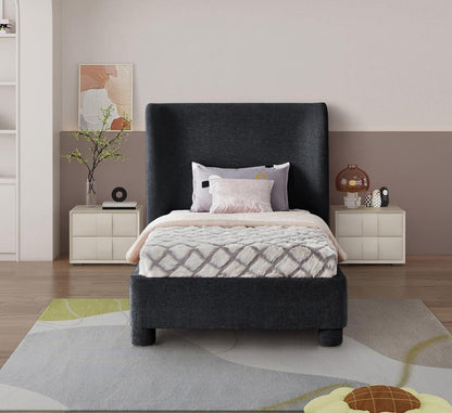 Meridian Furniture - Penny Black Chenille Fabric Twin Bed - B1207Black-T veiw 4